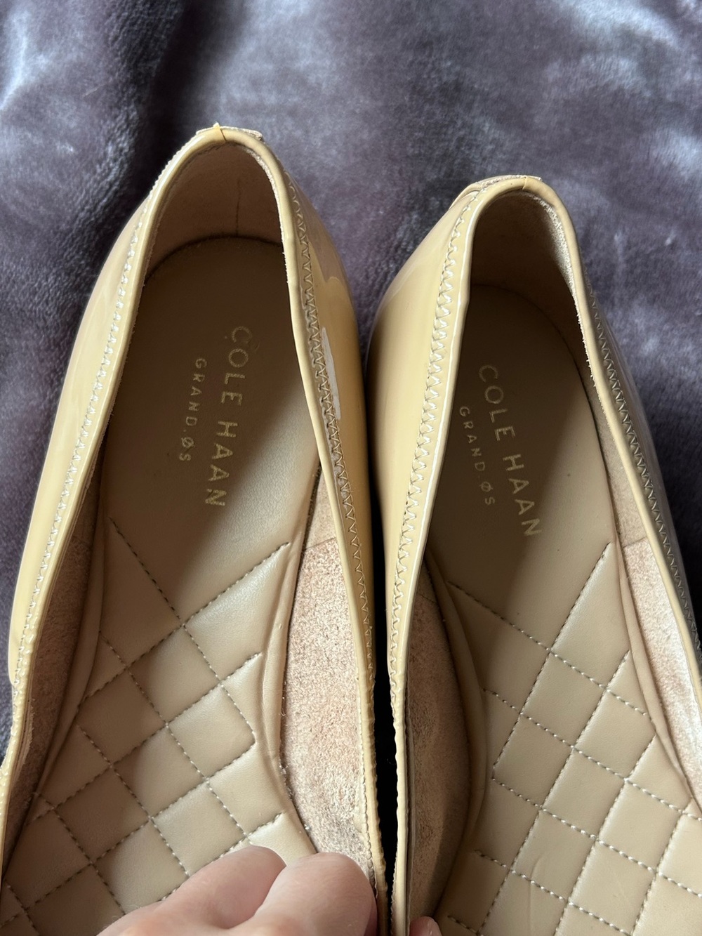 Cole Haan Emory Braided 40 II Patent Leather Peep-Toe Wedge Maple Sugar Sz 7.5B - Picture 3 of 16